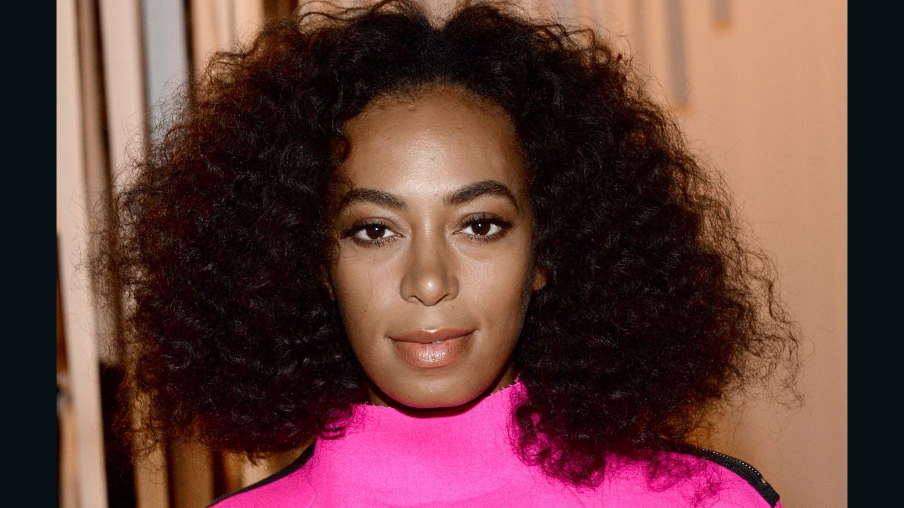 Solange Knowles in pink dress 